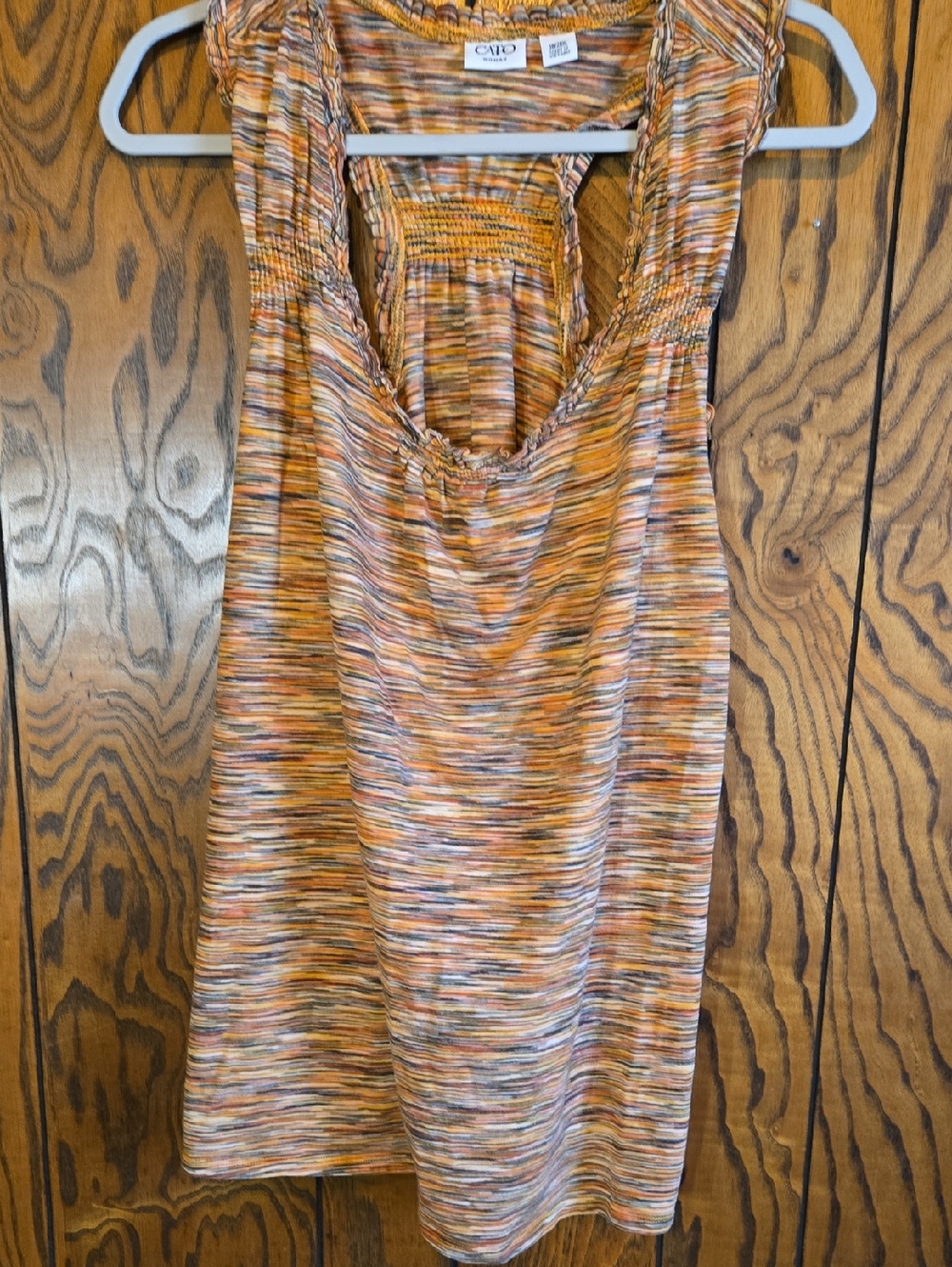 Cato Orange Multicolor Striped Sleeveless Knit Top